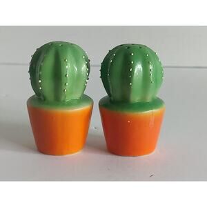 Vintage Cactus In Orange Pots Ceramic Salt And Pepper Shakers Made In Japan